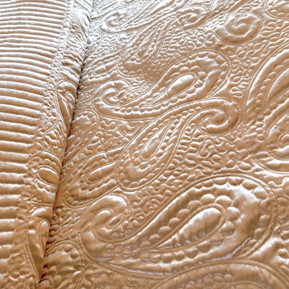 Serenta Quilted Satin Coverlet/Spread - Oversized - Gold - Picture 5 of 11